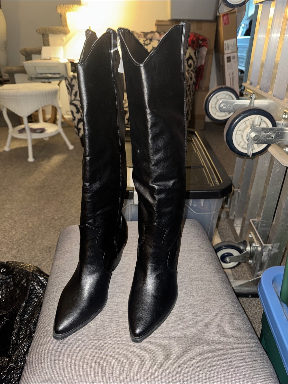 BAMBOO Black Over-The-Knee Pointed-Toe Boots